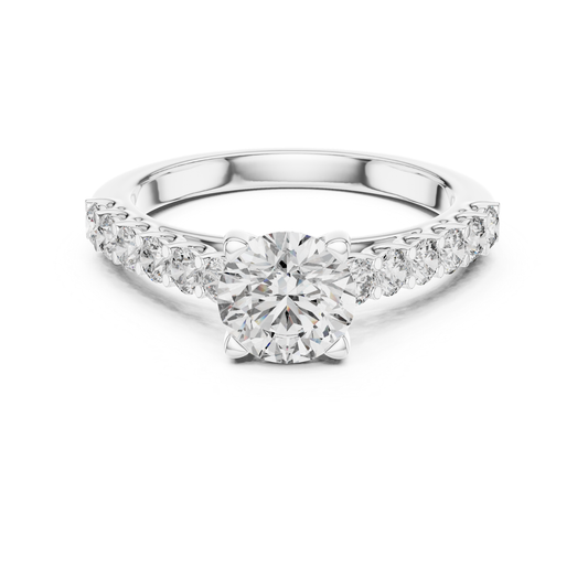 Round Cut Diamond Ring with Pave Side Stones | Brilliance Amplified