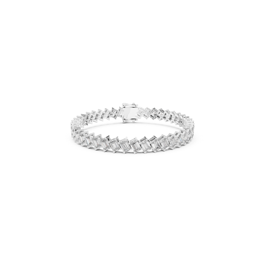 Emerald Cut Diamond Tennis Bracelet | Luxury White Gold Style