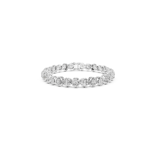 Cushion Cut Diamond Tennis Bracelet | Luxury White Gold Style