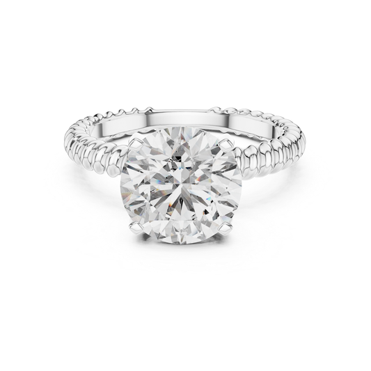 Round Diamond Rope Texture Ring | Twisted in Pure Brilliance