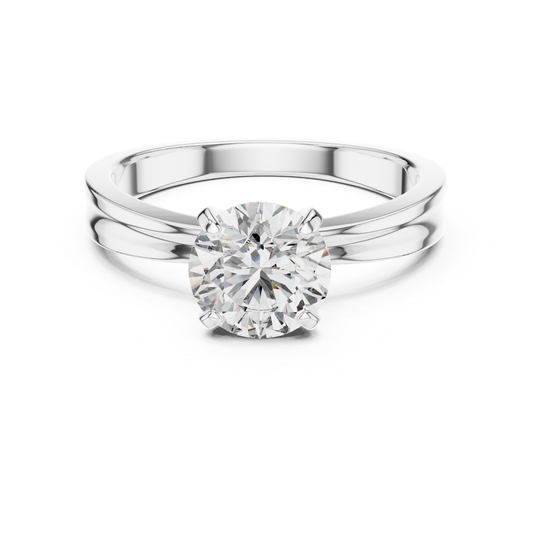 Round Diamond Solitaire Band Ring | 18K Gold Jewelry