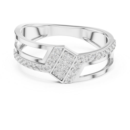 Luxury Geometric Diamond Open Ring | Modern White Gold Style