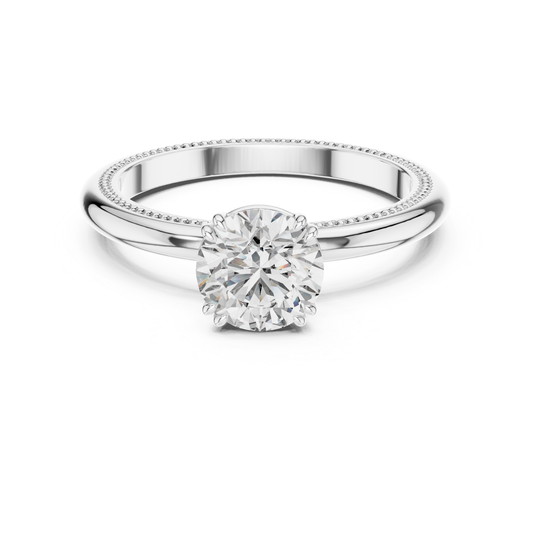 Round Diamond Milgrain Band Ring | 18K Gold Fine Jewelry
