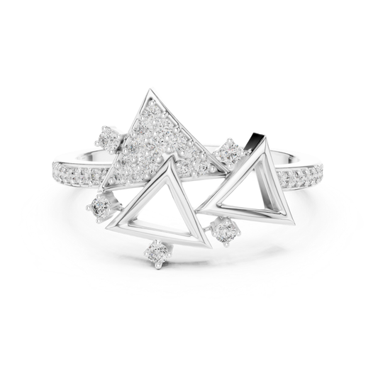Round Diamond Triangle Open Wrap Ring | Modern Luxury Style
