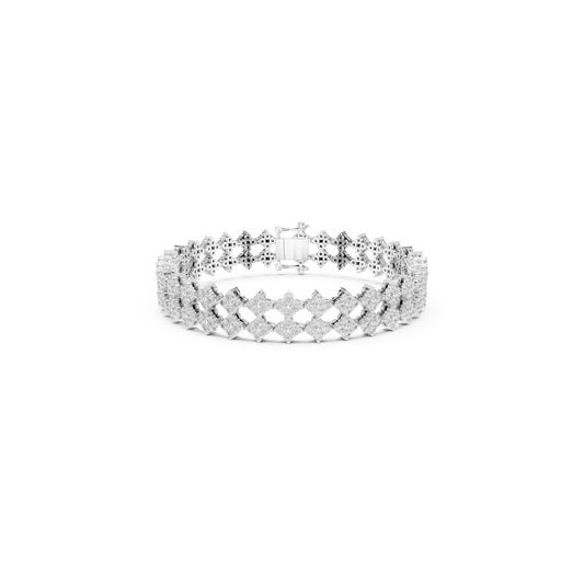 Luxury Diamond Tennis Bracelet | Elegant Floral White Gold Style