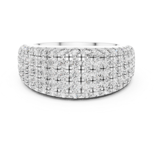 Luxury Multi Row Diamond Ring | Round Brilliant Sparkle