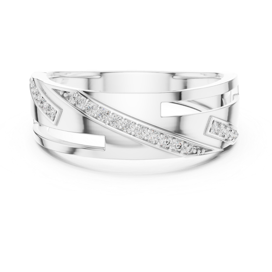 Luxury Geometric Diamond Wedding Band | Modern Wide Style