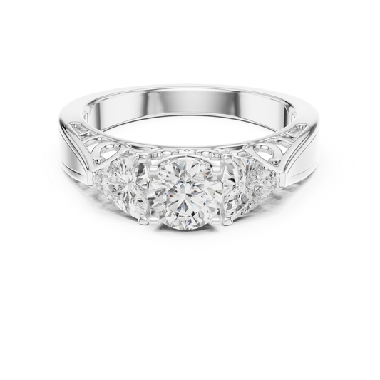 Round Diamond Three Stone Band Ring | Three Stones, One Love