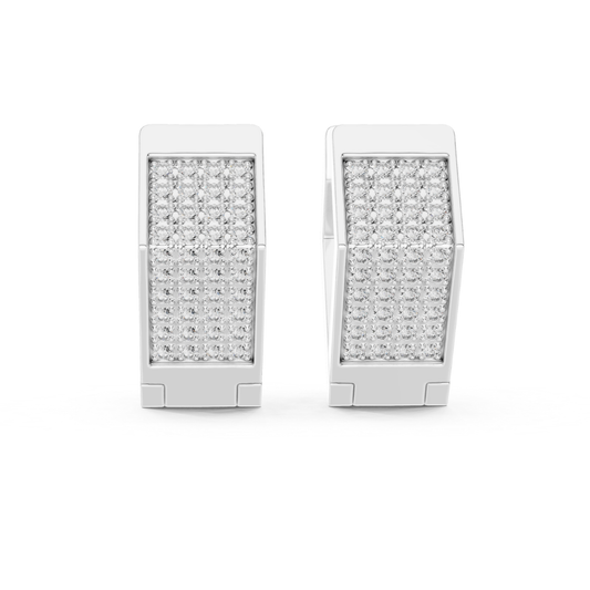 Rectangular Diamond Hoop Earrings with Multi Row Brilliance | Modern Radiance