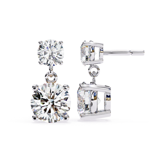 Lab Grown Diamond Drop Stud Earrings in Yellow Gold