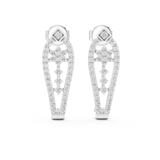 Floral Geometric Diamond Drop Earrings | Openwork Luxury Design