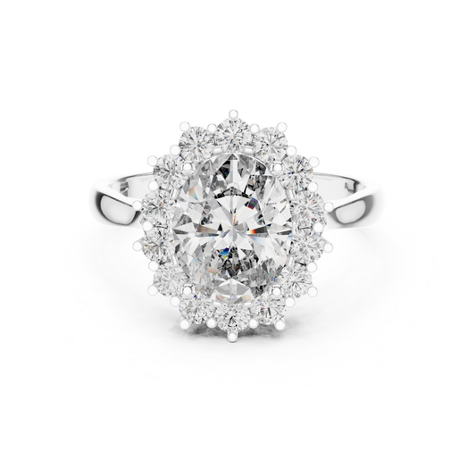 Oval Cut Halo Diamond Rings | Luxury Yellow Gold Statement Style