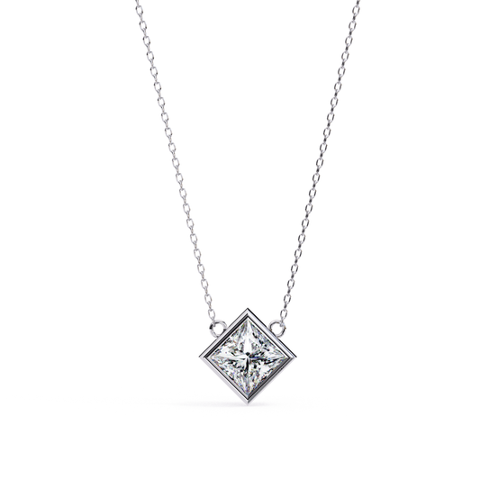 Princess cut Lab Grown Diamond Pendant With Chain