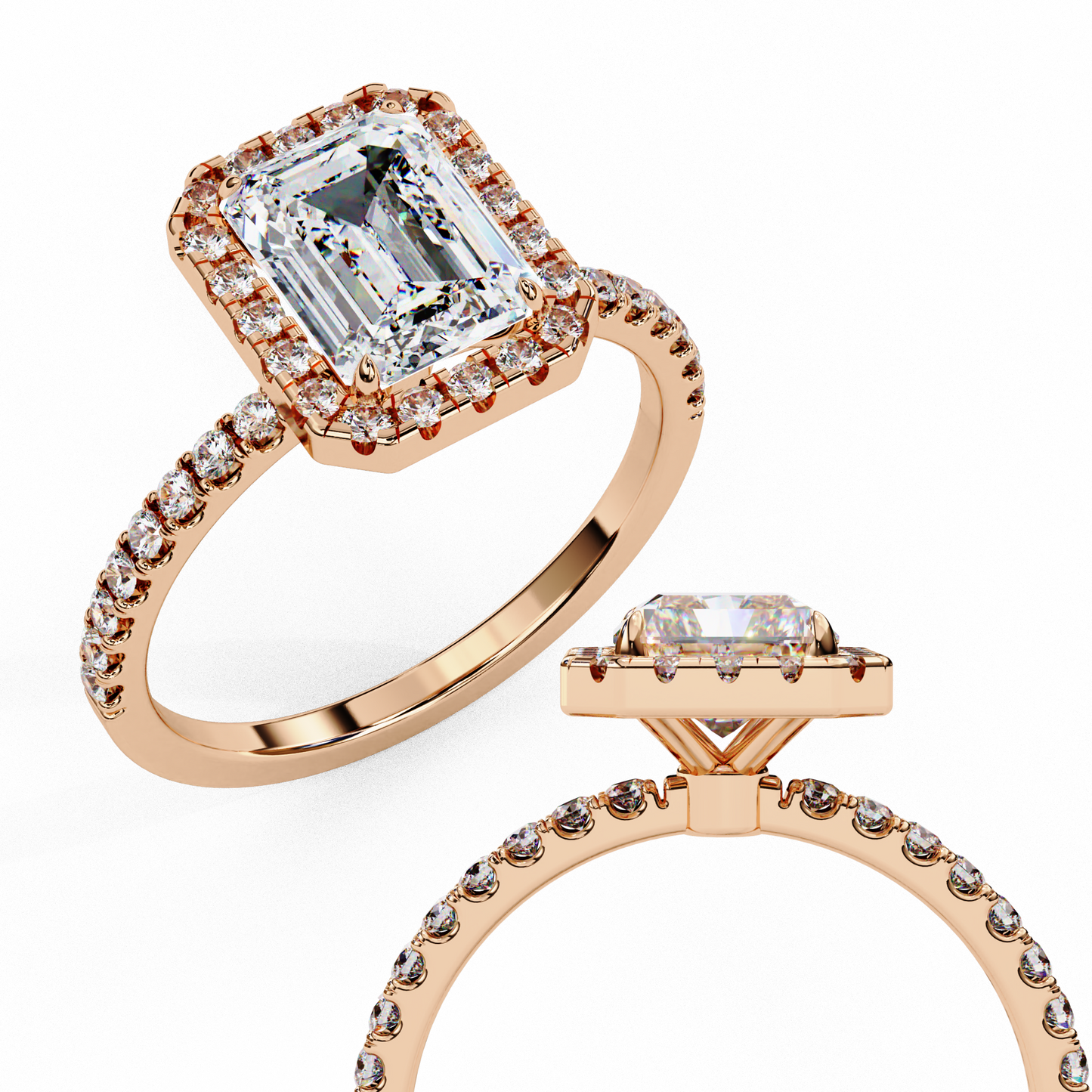 Elegance Crown Diamond Ring in Rose Gold