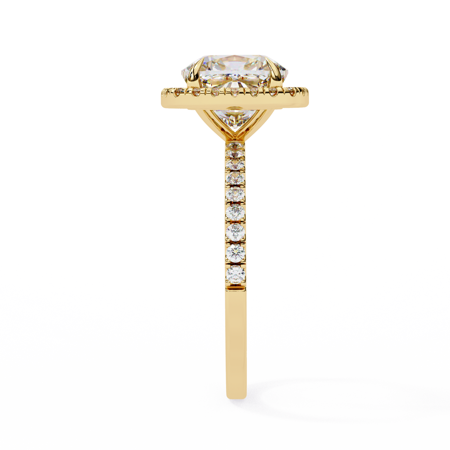 Cushion Crown Diamond Ring in Yellow Gold