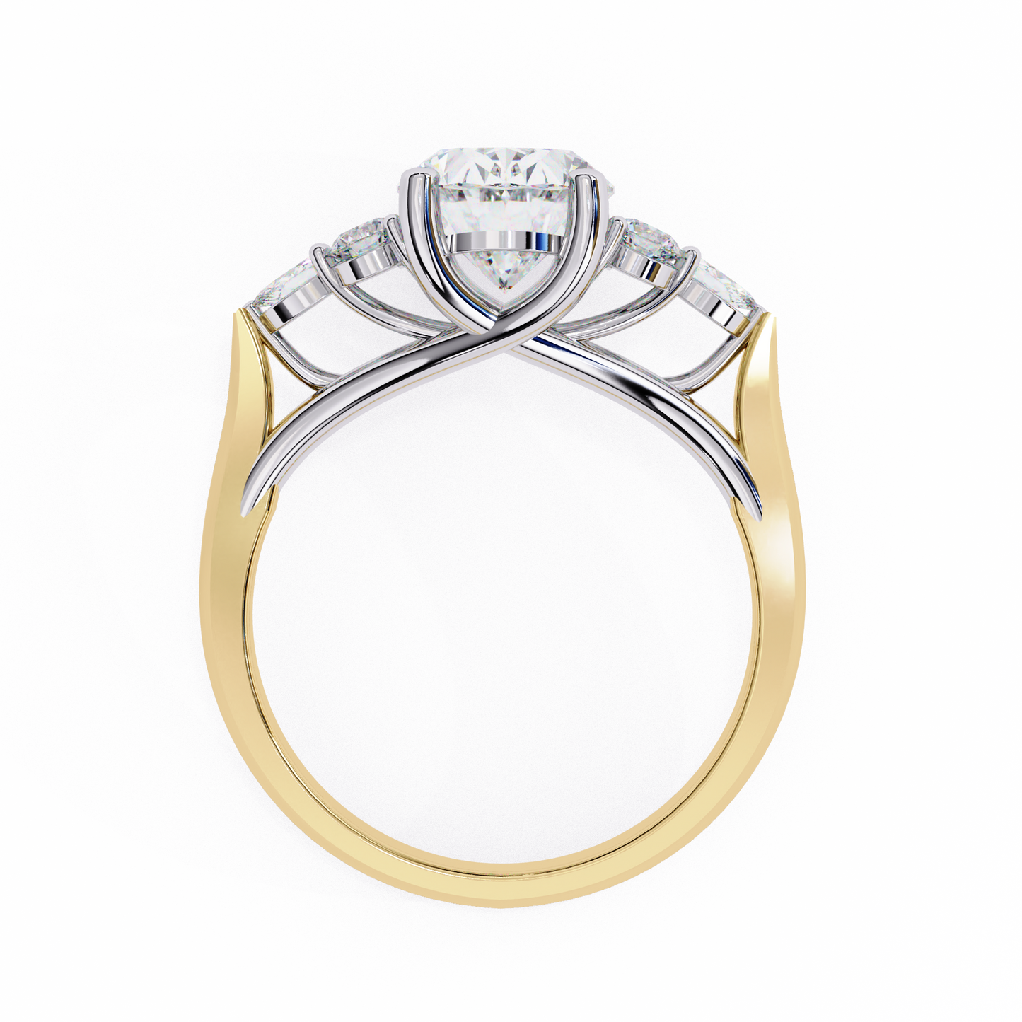 Trinity Oval Blossom Ring In Yellow Gold