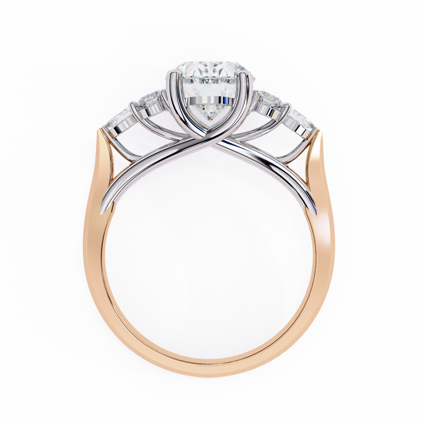 Trinity Oval Blossom Ring In Rose Gold