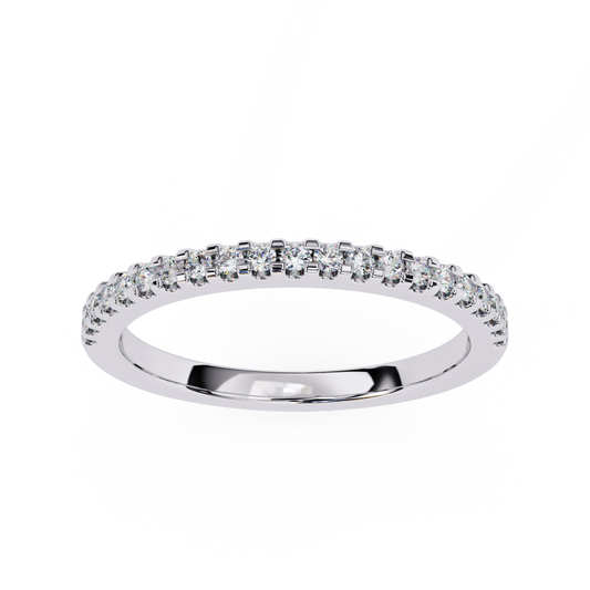 Round diamond half eternity band in white gold with prong setting