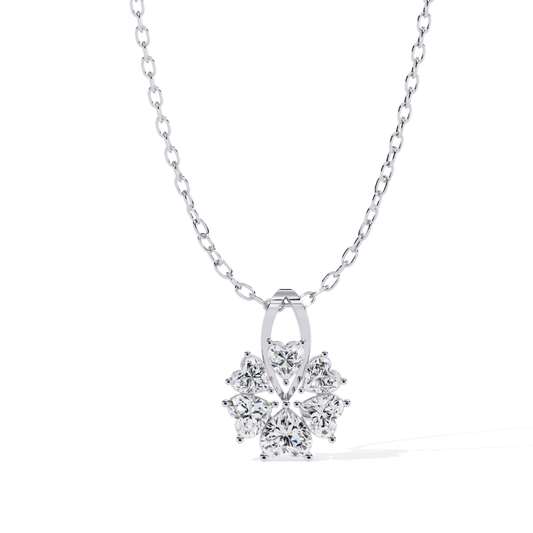 White gold heart diamond cluster pendant front view
