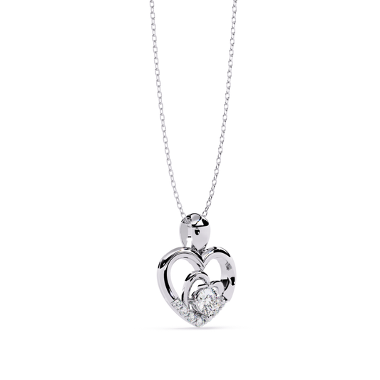 White gold heart diamond pendant front view