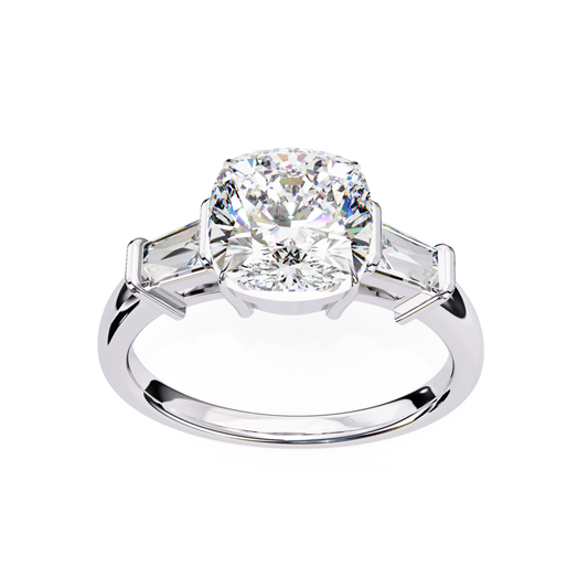 White gold cushion diamond ring
Cushion diamond with side stones
White gold cushion center stone
Cushion diamond ring front view
White gold diamond ring design
Cushion cut diamond ring style
White gold cushion diamond band
Cushion diamond ring close view
White gold diamond side stone ring
Cushion center diamond setting