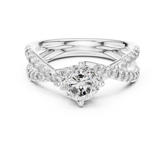 White gold round diamond criss cross engagement ring
Round diamond crossover engagement ring design
White gold split shank diamond ring style
Criss cross diamond ring for women jewelry
Round solitaire diamond crossover ring setting
White gold pave diamond engagement ring band
Twisted diamond band with round center stone ring
Lab diamond criss cross ring in white gold metal
Elegant crossover diamond ring design setting
Round diamond split band engagement ring style