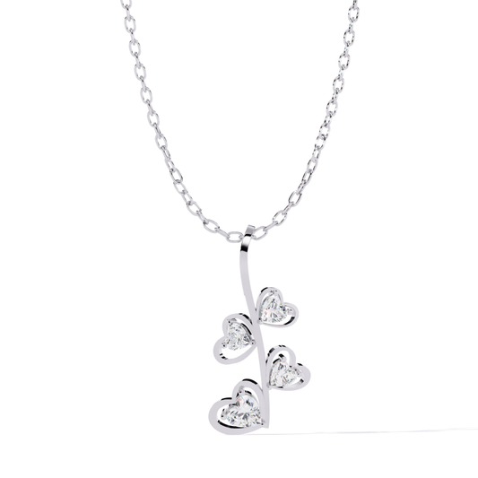 White gold heart diamond pendant vertical style