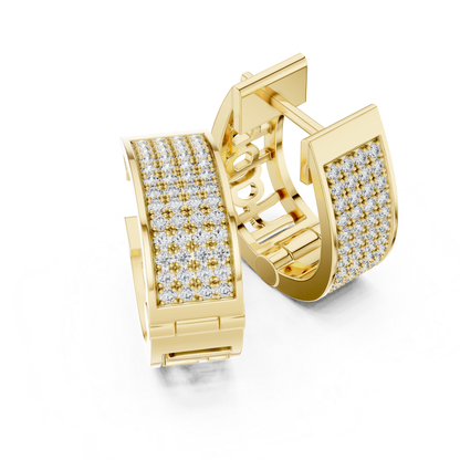 Wide Diamond Hoop Earrings with Multi Row Pave Design | Luxe Radiance