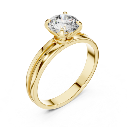 Round Diamond Plain Band Ring | 18K Gold Fine Jewelry