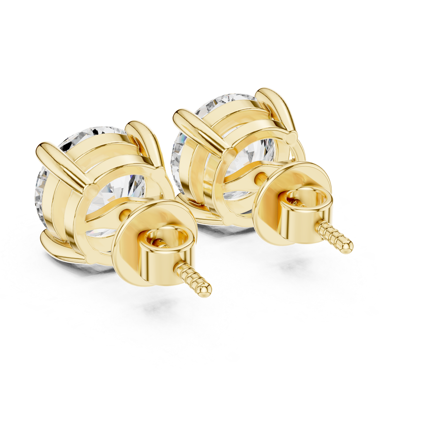 Ohrstecker mit runden Diamanten und klassischer Krappenfassung | 18K