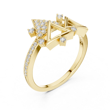 Round Diamond Triangle Open Wrap Ring | Modern Luxury Style