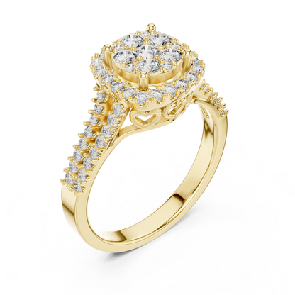 Round Cluster Halo Diamond Rings | Luxury Vintage Style