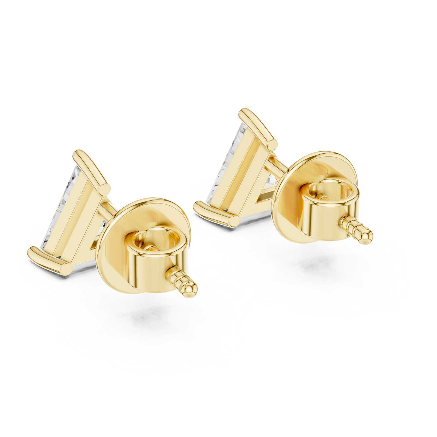 Trillion Cut Diamond Stud Earrings with Prong Setting | 18K