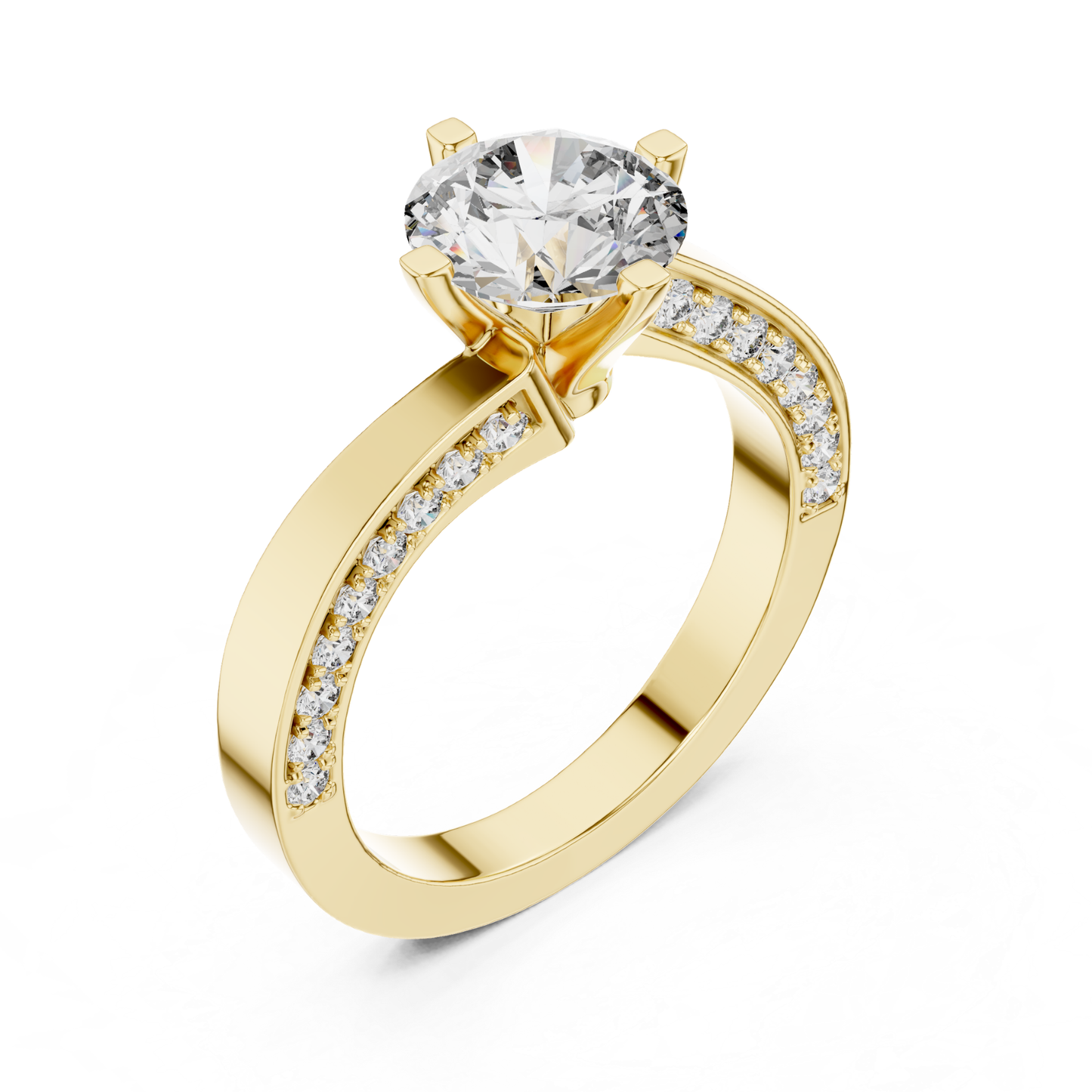 Round Cut Diamond Bypass Engagement Ring | Modern Luxury Style