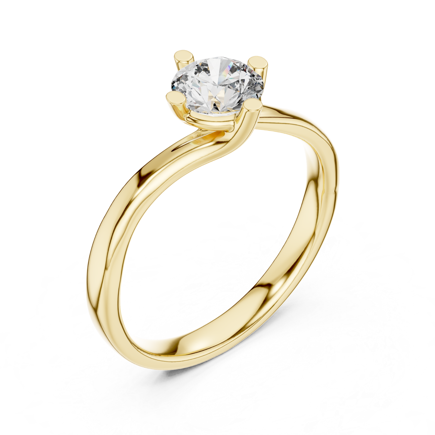 Round Cut Twist Solitaire Diamond Ring | Elegant Modern Style