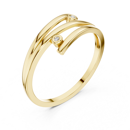 Bezel Diamond Open Wrap Ring | Modern Minimal Luxury Style