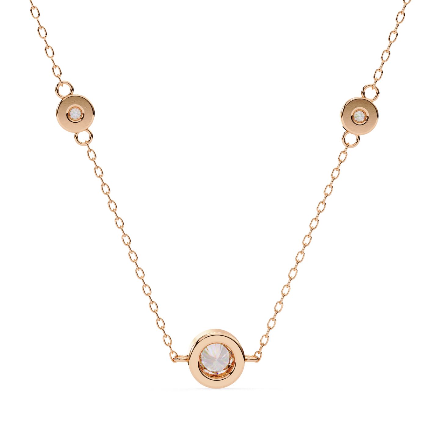 Rundschliff Trio Lab Grown Diamantanhänger mit Kette | 18K