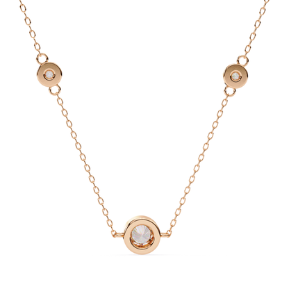 Rundschliff Trio Lab Grown Diamantanhänger mit Kette | 18K