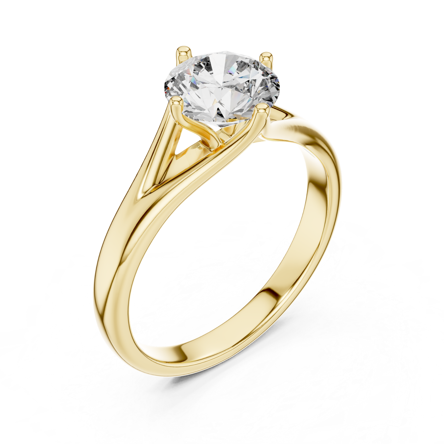 Round Diamond Split Band Ring | 18K Gold Fine Jewelry