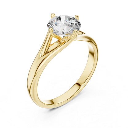 Round Diamond Split Band Ring | 18K Gold Fine Jewelry