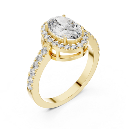 Oval Center Diamond Halo Ring | Crowned in Pure Brilliance
