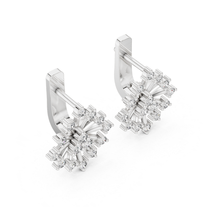 Starburst Diamond Stud Earrings with Round Brilliant Details | Celestial Glow
