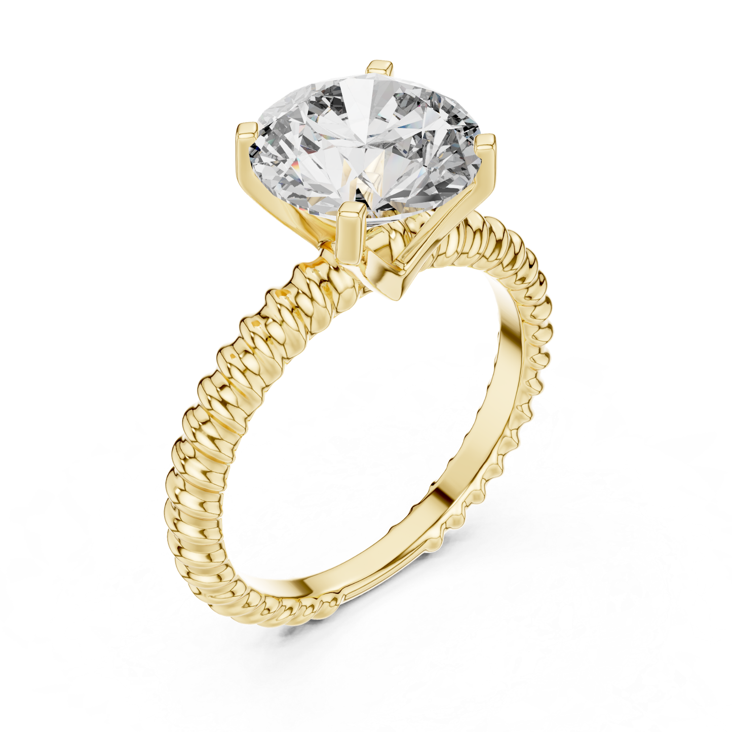Round Diamond Rope Texture Ring | Twisted in Pure Brilliance