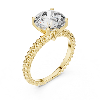 Round Diamond Rope Texture Ring | Twisted in Pure Brilliance