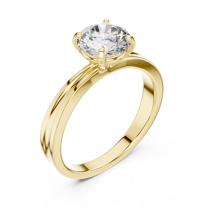 Round Diamond Solitaire Band Ring | 18K Gold Jewelry