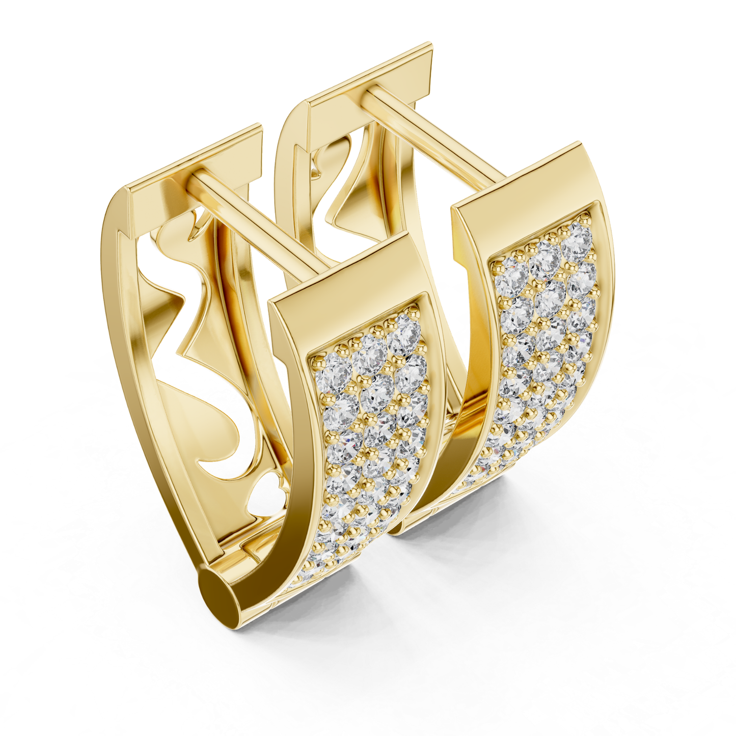 Rectangular Pave Diamond Hoop Earrings | Modern Luxe Brilliance