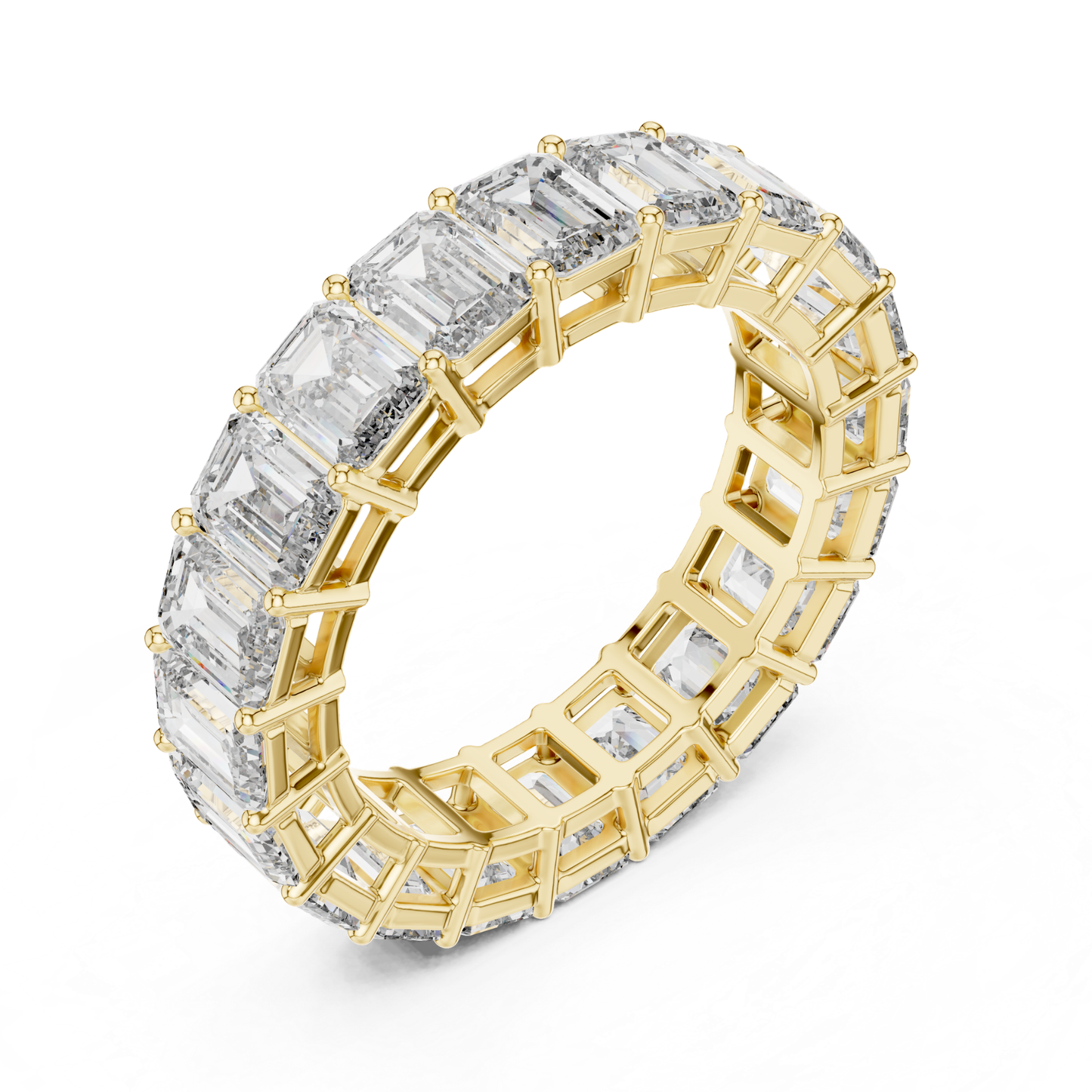 Emerald Cut Diamond Eternity Band | Luxury Gold Wedding Rings