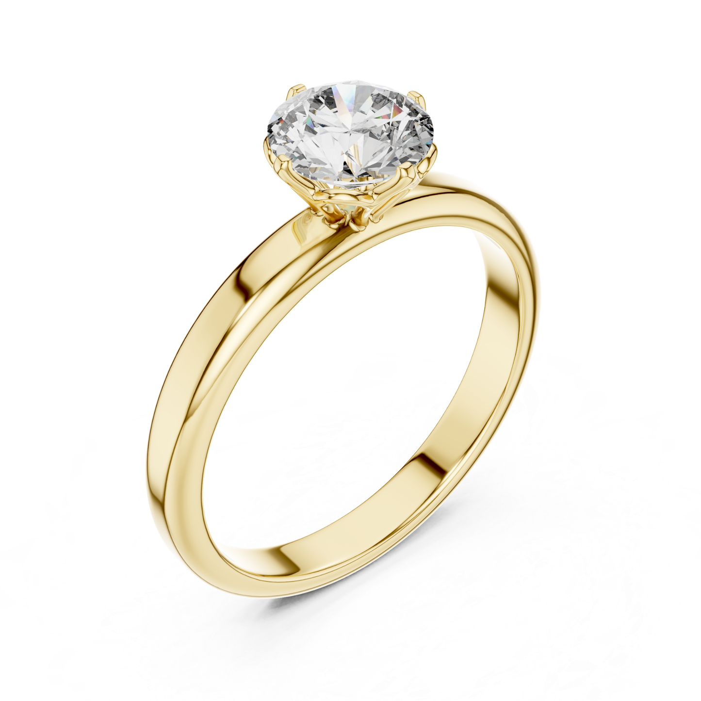 Round Diamond Plain Solitaire Ring | 18K Gold Jewelry