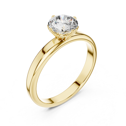 Round Diamond Plain Solitaire Ring | 18K Gold Jewelry