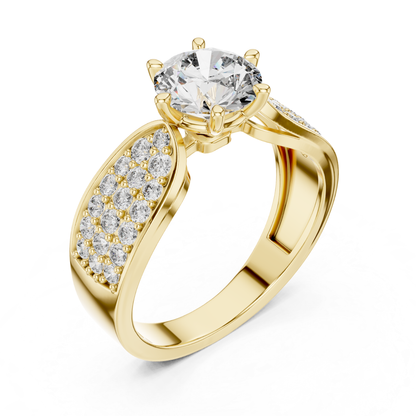 Round Cut Diamond Ring with Wide Pave Shoulders | Bold & Brilliant